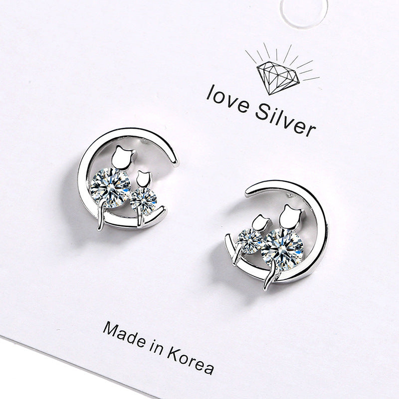 Women's Diamond Cat Ear Studs