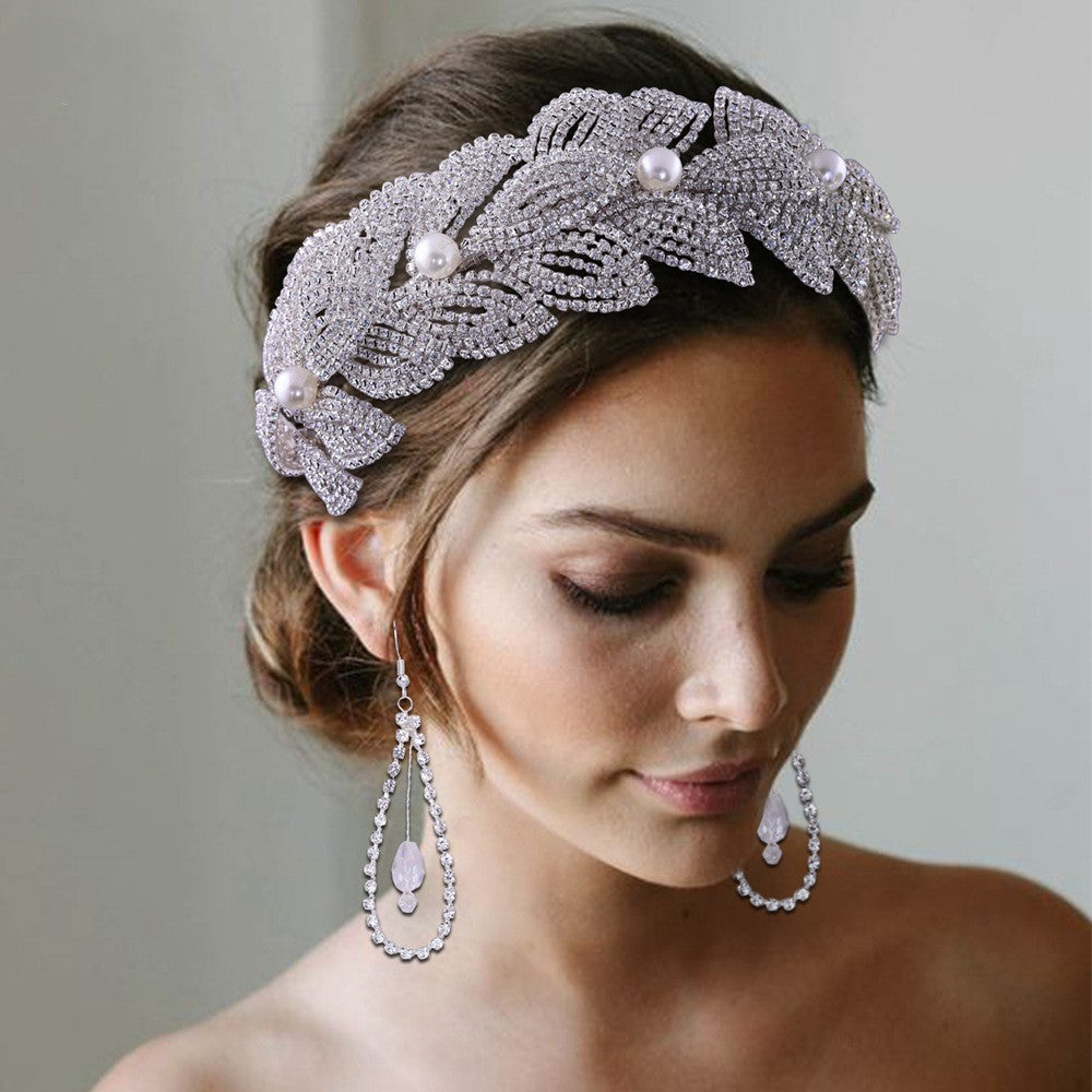 Rhinestone Leaf Handmade Hair Band