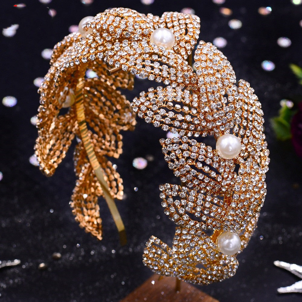 Rhinestone Leaf Handmade Hair Band