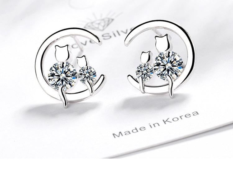 Women's Diamond Cat Ear Studs