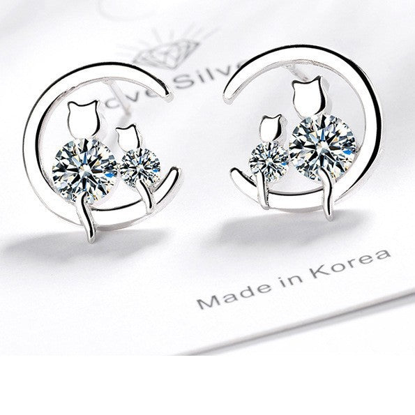 Women's Diamond Cat Ear Studs