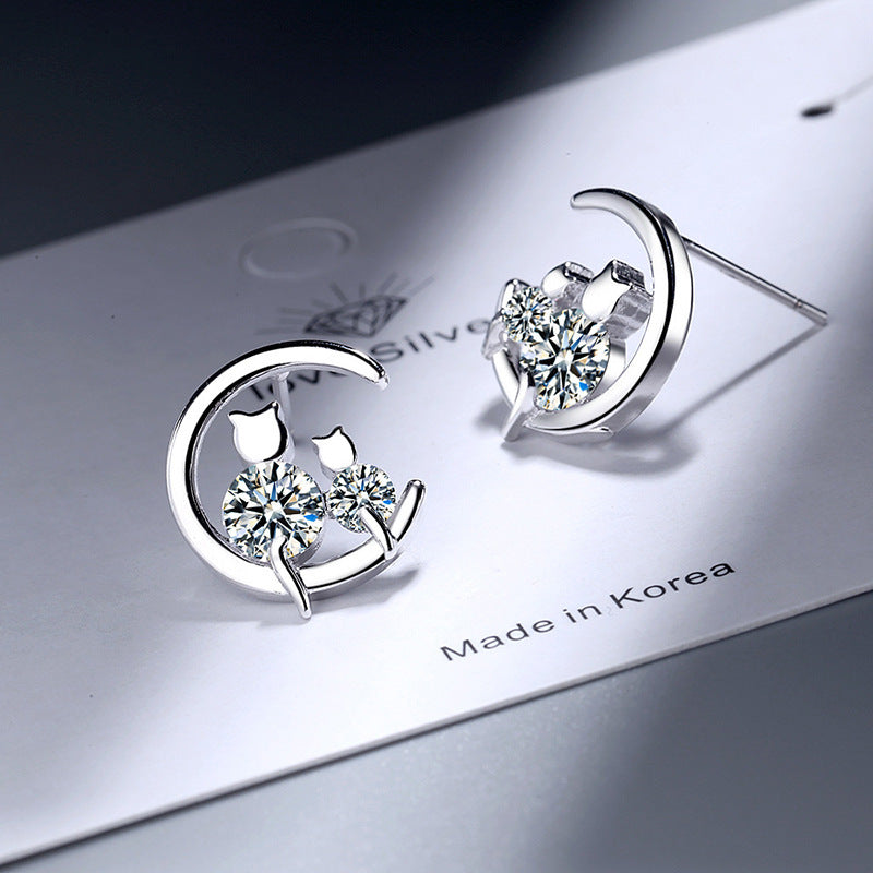 Women's Diamond Cat Ear Studs